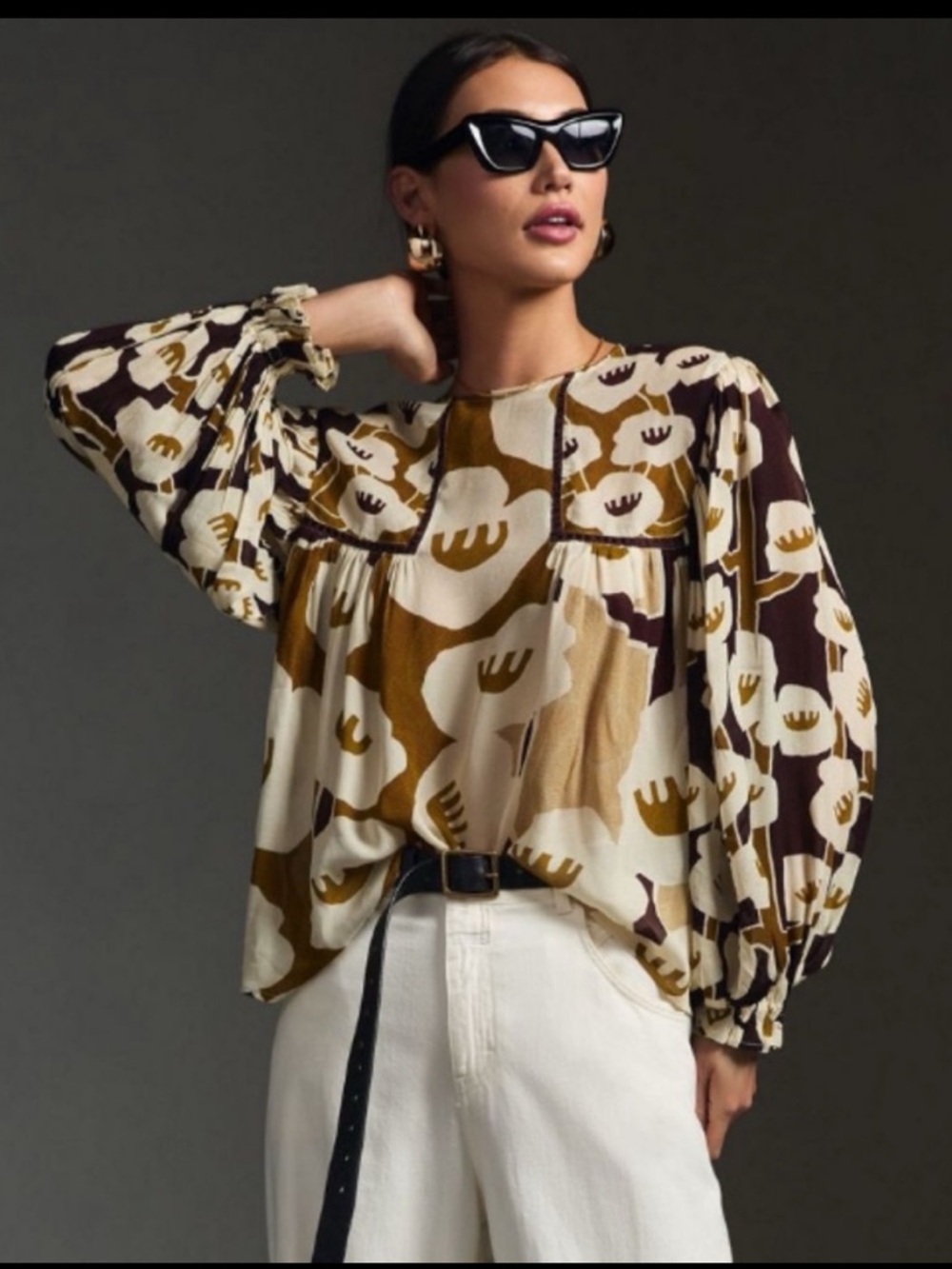 NWT Anthropologie BI-nk Miranda Colorful Print Mix Peasant Blouse, S